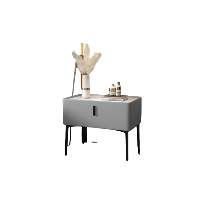 Light luxury cream style rock board Modern Elegance Bedside Table