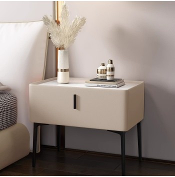 Light luxury cream style rock board Modern Elegance Bedside Table