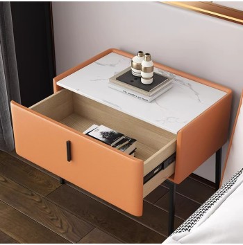 Light luxury cream style rock board Modern Elegance Bedside Table