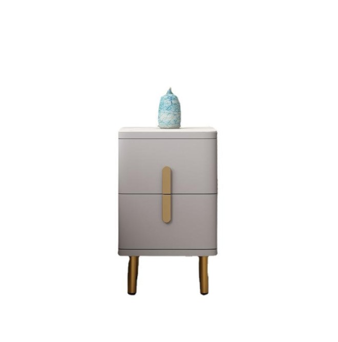 Compact Luxury Bedside Table with Golden Accents