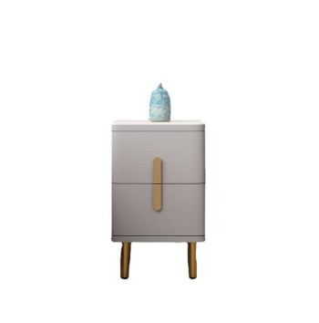 Compact Luxury Bedside Table with Golden Accents