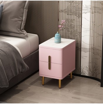 Compact Luxury Bedside Table with Golden Accents